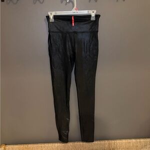 SPANX Black Faux Leather Leggings - Medium